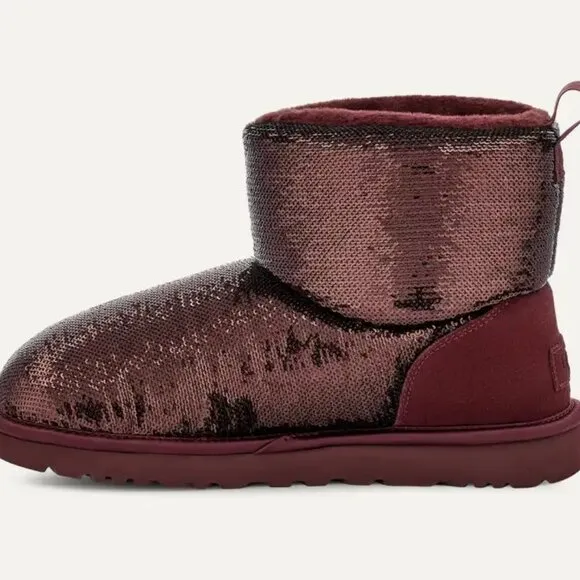 NEW UGG Classic Mini Mirror Ball Boots Grape for women 562tn