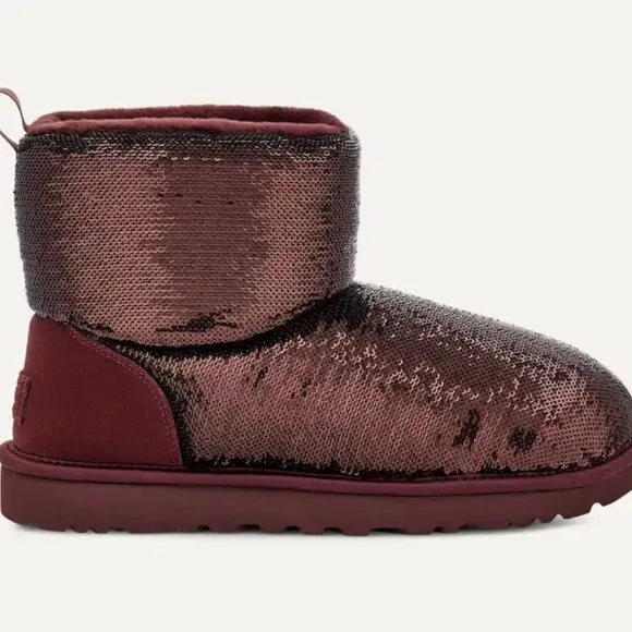 NEW UGG Classic Mini Mirror Ball Boots Grape for women 562tn