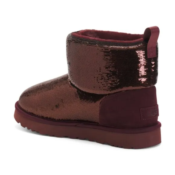 NEW UGG Classic Mini Mirror Ball Boots Grape for women 562tn