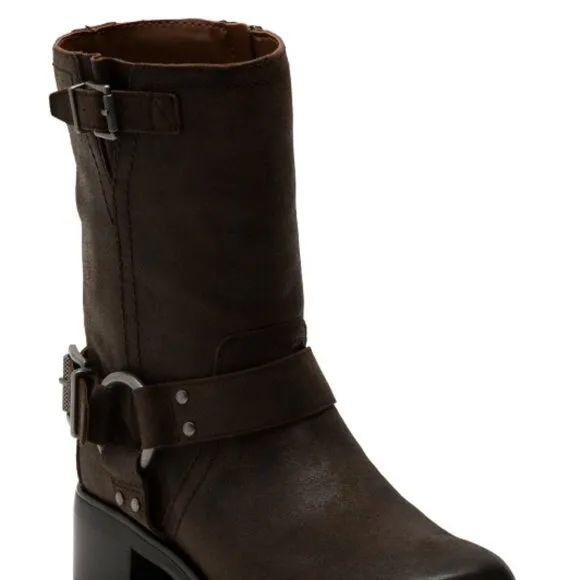 NEW VINCE CAMUTO Kaemie Leather Harness Boots Brown for women 563tn