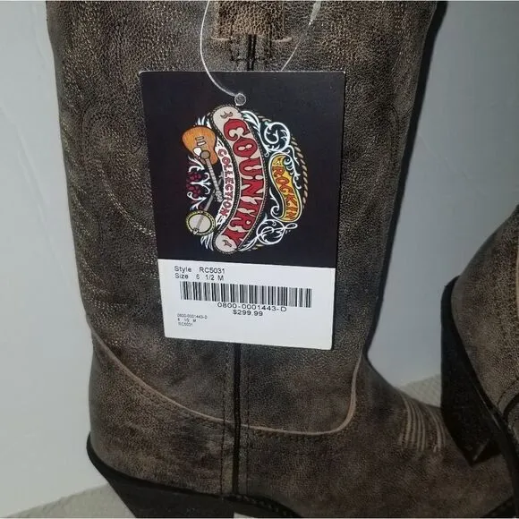 New western Genuine Leather Boots Rockin Country Collection with thags