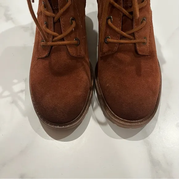 New ZODIAC Gemma Fur Womens Suede Ankle Combat Lace-Up Boots Size 7.5