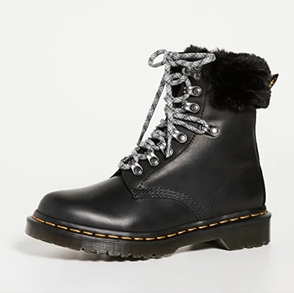 NIB Dr. Martens 1460 Serena Collar Faux Fur Lined Combat Boots