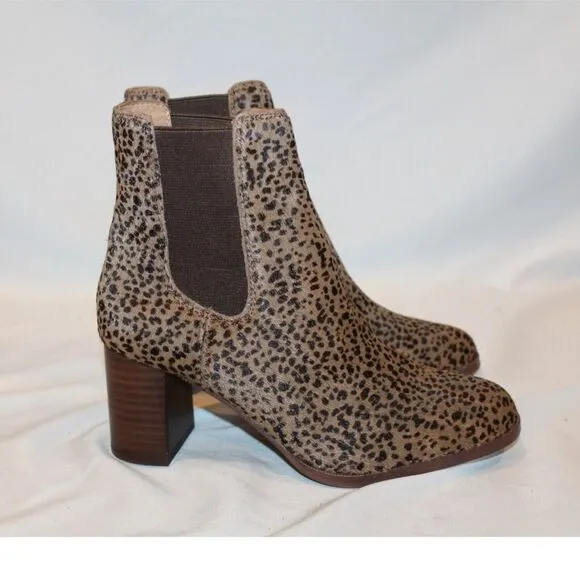 NIB MADEWELL LAURA CALF HAIR‎ HEELED CHELSEA LEOPARD BOOTS PECAN SZ 6