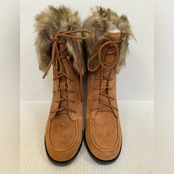 NIB Michael Kors Women’s Lara Suede Faux Fur Lined High Heel Booties Size 8