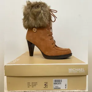 NIB Michael Kors Women’s Lara Suede Faux Fur Lined High Heel Booties Size 8