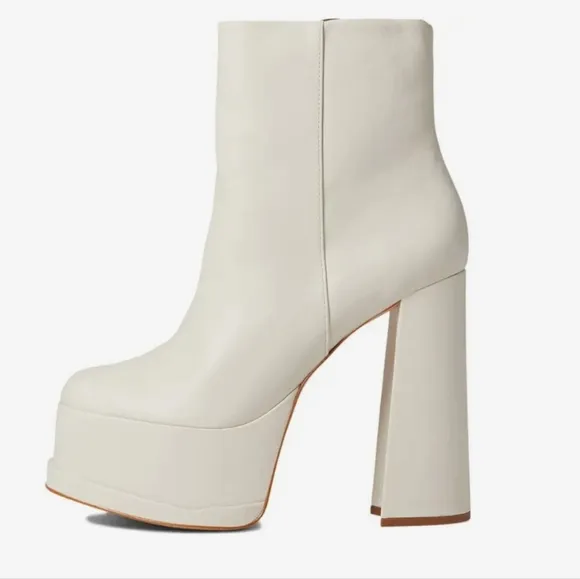 NIB Schutz Selene Platform Booties ankle boots Pearl white 7 Hot Nappa Leather