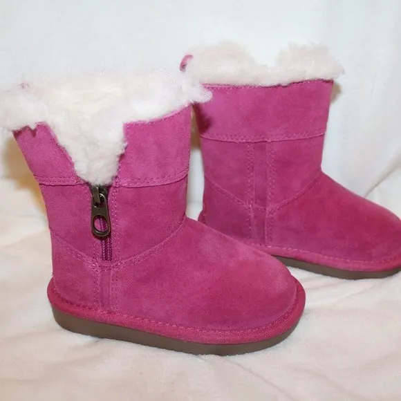 NIB UGG KOOLABURRA‎ TODDLERS GIRL'S SUEDE FUR BOOTS PINK