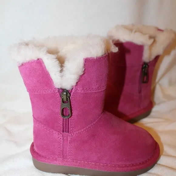 NIB UGG KOOLABURRA‎ TODDLERS GIRL'S SUEDE FUR BOOTS PINK