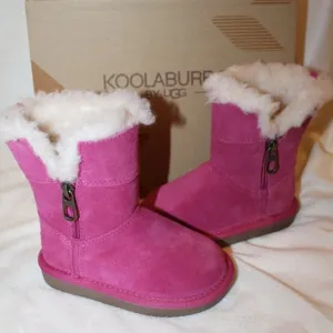 NIB UGG KOOLABURRA‎ TODDLERS GIRL'S SUEDE FUR BOOTS PINK