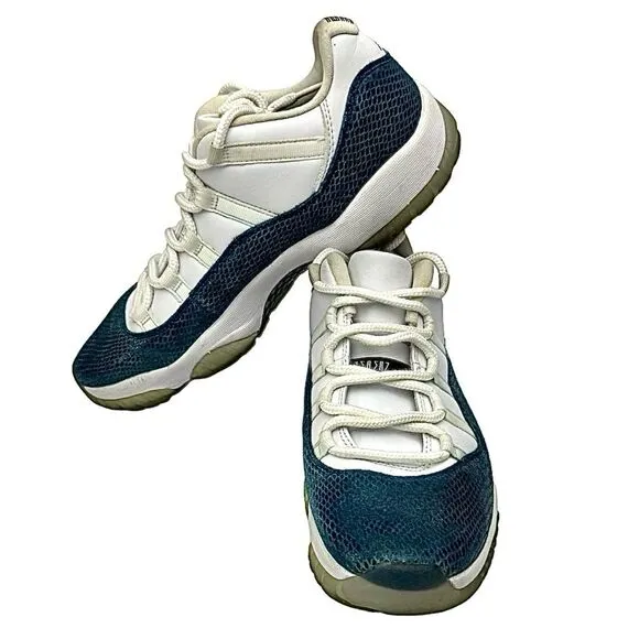 Nike Air Jordan 10.5 XI Retro Low Men Size 8 Shoes Snakeskin Navy CD6846-102