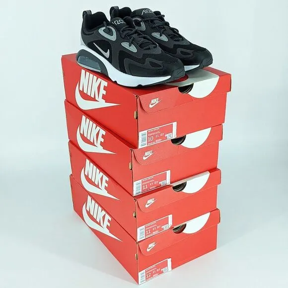Nike Air Max 200 Men's Winter Casual Shoes Sneakers Black Grey &amp; White Size 10