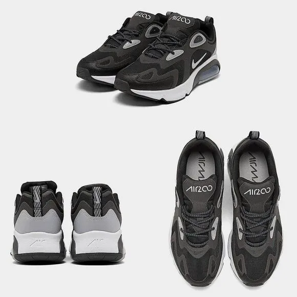 Nike Air Max 200 Men's Winter Casual Shoes Sneakers Black Grey &amp; White Size 10