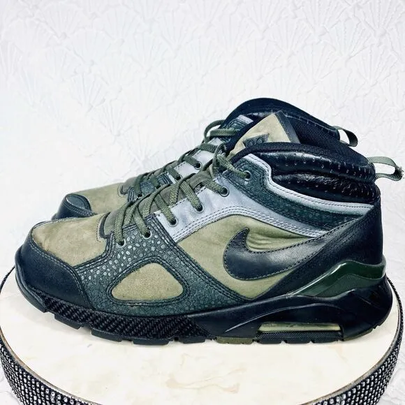 Nike Air Max Hi Top Athletic Shoes 11 Black Green Streetwear Y2k Retro Sneakers