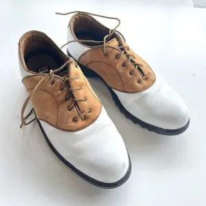 Nike Air Zoom Kempshall Last Golf Shoes Spikes Mens Size 10 White‎ Brown Leather