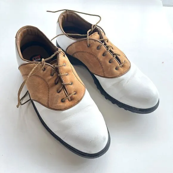 Nike Air Zoom Kempshall Last Golf Shoes Spikes Mens Size 10 White‎ Brown Leather