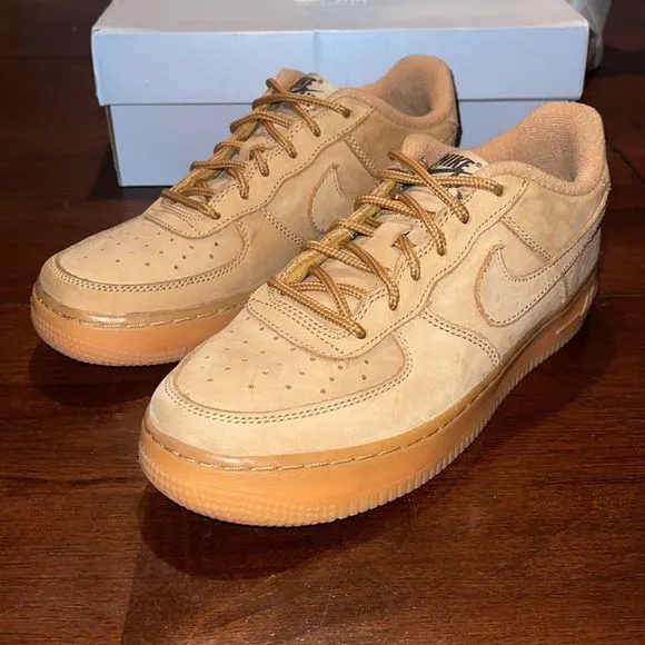 Nike Air Force 1 Winter PRM GS Low Youth Shoes Khaki and Gumshoe