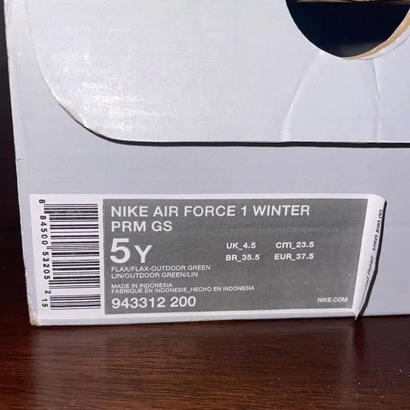 Nike Air Force 1 Winter PRM GS Low Youth Shoes Khaki and Gumshoe