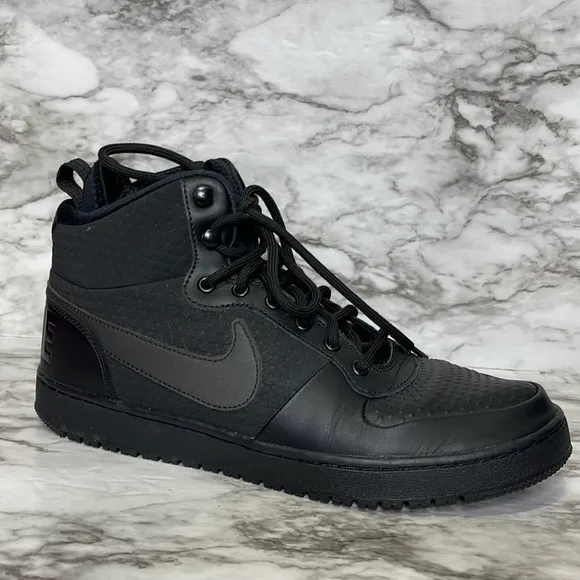 Nike Court Borough Mid Winter Triple Black Shoes Mens Size 9
