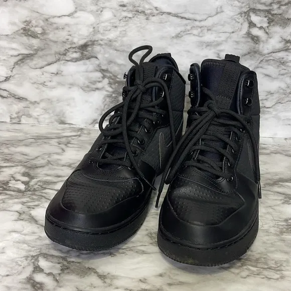 Nike Court Borough Mid Winter Triple Black Shoes Mens Size 9