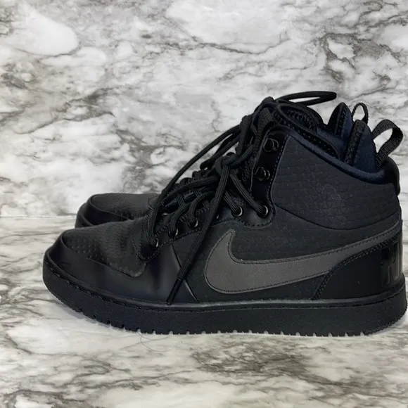 Nike Court Borough Mid Winter Triple Black Shoes Mens Size 9