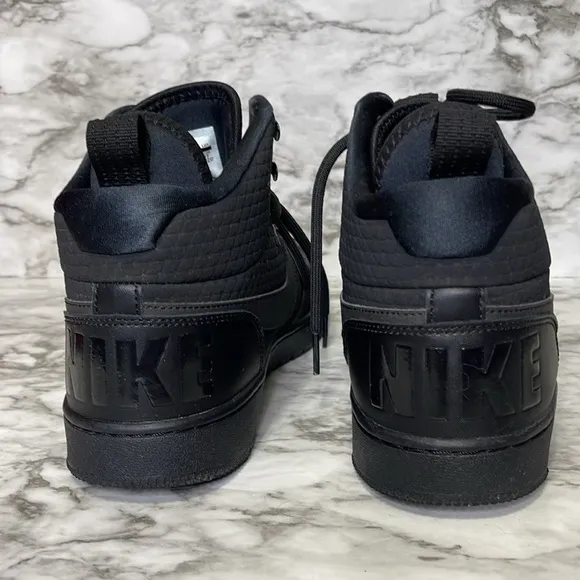 Nike Court Borough Mid Winter Triple Black Shoes Mens Size 9