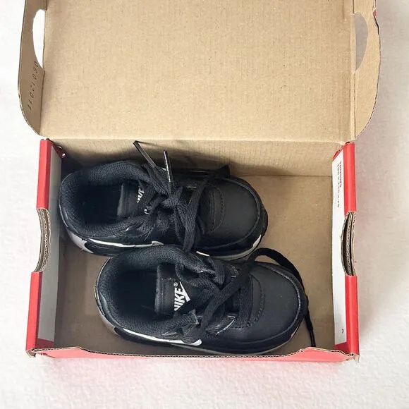 Nike Shoes Toddler 5C Air Max 90 LTR Logo  Black-Black-White  CD6868-010