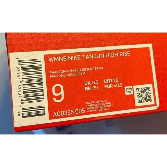 NIKE TANJUN HIGH RISE &quot;BOOTS&quot; Women Size 9 PHANTOM-GYM RED-SAND AO0355-005 NEW