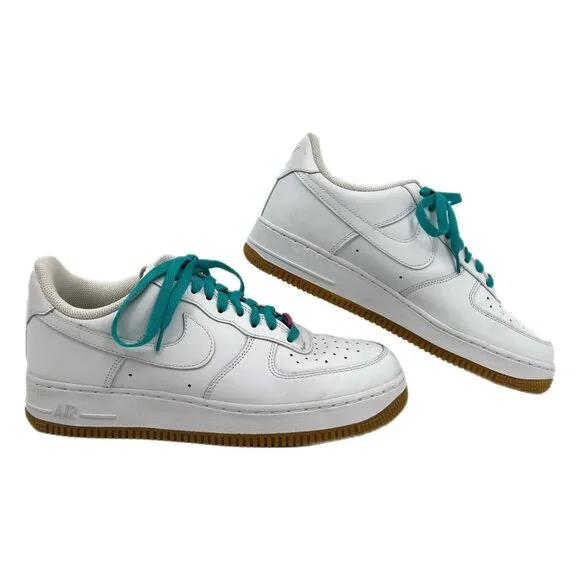 Nike White and Blue Air Force 1 Sneakers | Size 8.5
