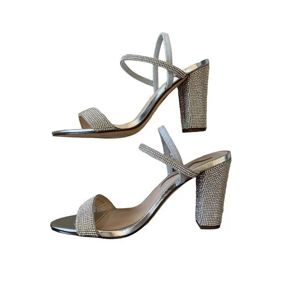Nina Sanchia Special Occasion Shoes Size 8M Rhinestone High Heels Strappy