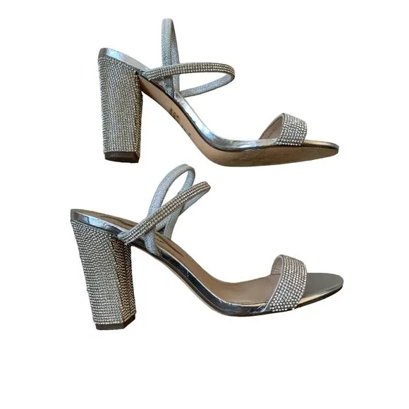 Nina Sanchia Special Occasion Shoes Size 8M Rhinestone High Heels Strappy