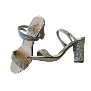 Nina Sanchia Special Occasion Shoes Size 8M Rhinestone High Heels Strappy