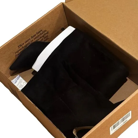 Nine West Myfin Suede Knee High Boot Pointed Toe Stiletto Heel Black SZ 6M NWOB