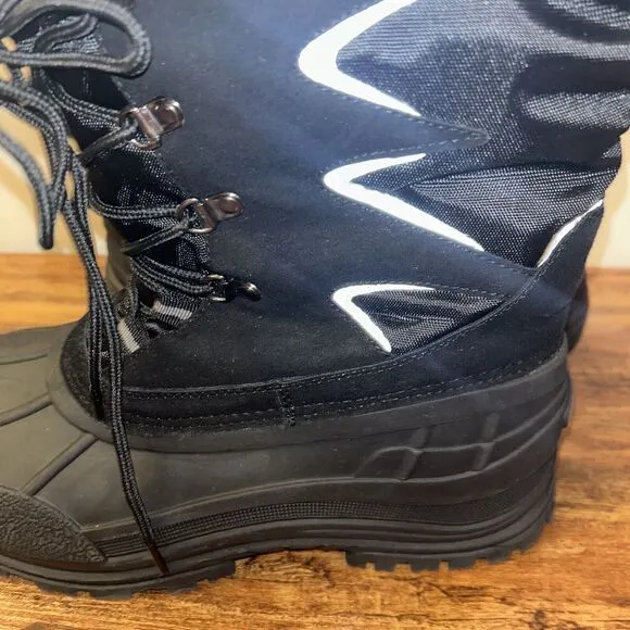 Nortiv Men's Warm Insulated Waterproof Hiking Winter Snow Boots, Black, 8 US