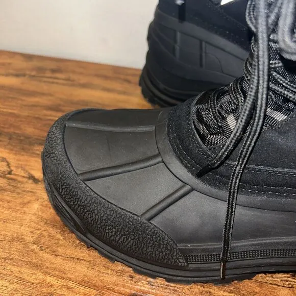 Nortiv Men's Warm Insulated Waterproof Hiking Winter Snow Boots, Black, 8 US