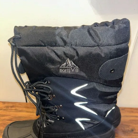 Nortiv Men's Warm Insulated Waterproof Hiking Winter Snow Boots, Black, 8 US