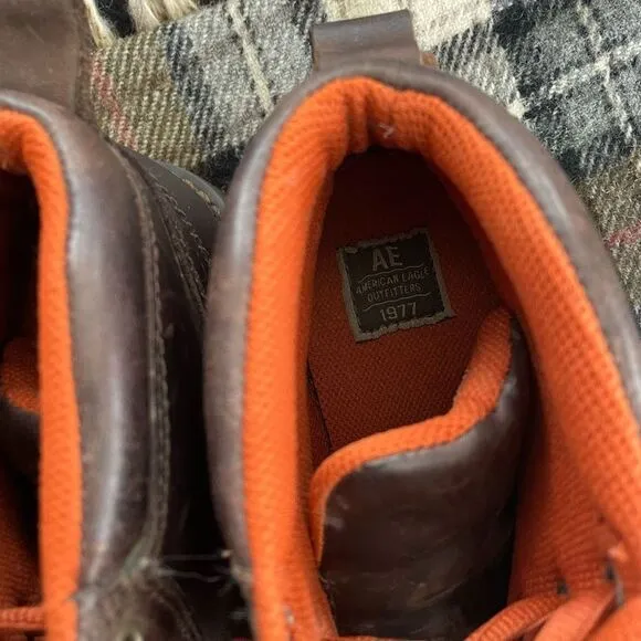NOS Vintage 90s American Eagle Brown Leather Boots Lug Sole 9