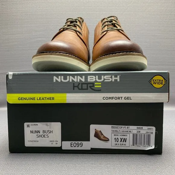 Nunn Bush Leather Ridgetop Plain Toe Chukka Boots Men 10XW