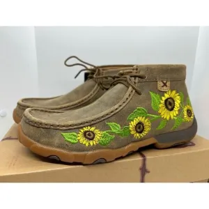 NWB Twisted X Boots Leather Driving Mocs Bomber Sunflower Embroidery Women 5.5 M