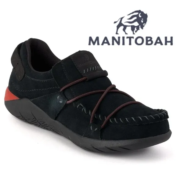 NWOB $150 BLACK MANITOBAH MEN'S MAKWA SLIP-ON BUNGEE LOOP SHOES -