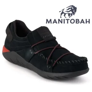 NWOB $150 BLACK MANITOBAH MEN'S MAKWA SLIP-ON BUNGEE LOOP SHOES -