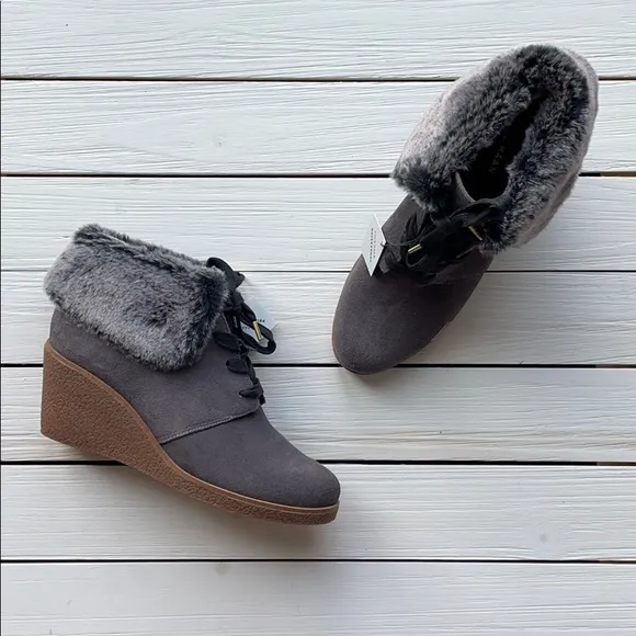 NWOB Cole Haan Coralie Wedge Bootie Grey Suede size 7, 8 and 10