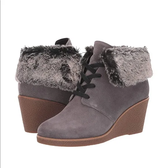 NWOB Cole Haan Coralie Wedge Bootie Grey Suede size 7, 8 and 10