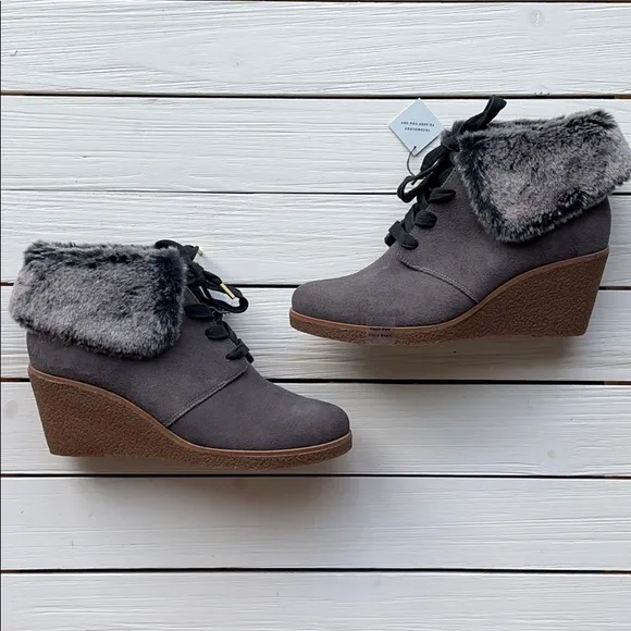 NWOB Cole Haan Coralie Wedge Bootie Grey Suede size 7, 8 and 10