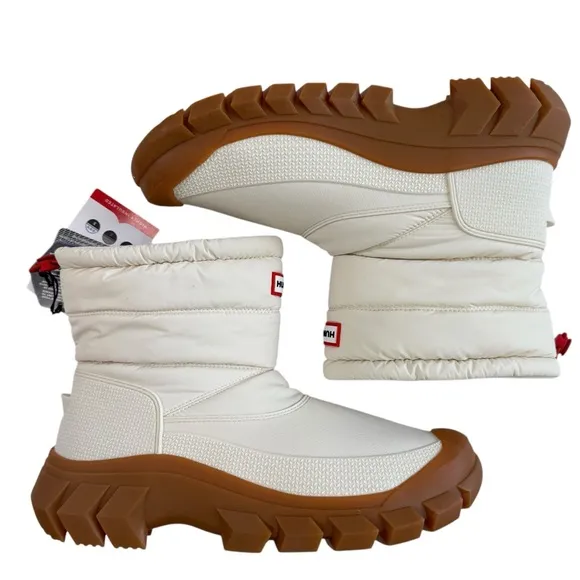 NWOB Hunter Intrepid Insulated Short Snow Bootie in White Willow &amp; Gum Size 11