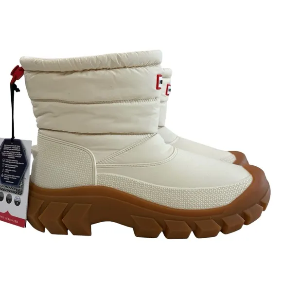 NWOB Hunter Intrepid Insulated Short Snow Bootie in White Willow &amp; Gum Size 11