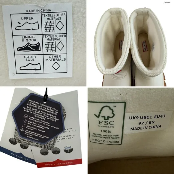 NWOB Hunter Intrepid Insulated Short Snow Bootie in White Willow &amp; Gum Size 11