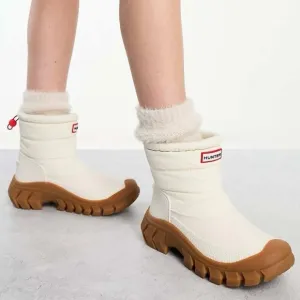 NWOB Hunter Intrepid Insulated Short Snow Bootie in White Willow &amp; Gum Size 11
