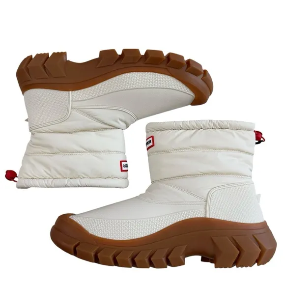 NWOB Hunter Intrepid Insulated Short Snow Bootie in White Willow &amp; Gum Size 11