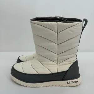 NWOB LL Bean Women's White Nylon Ultralight Quilted Insulated  Boots Size 10M